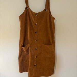 SHEIN Tan Button-Front Mini Dress